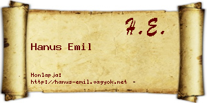 Hanus Emil névjegykártya